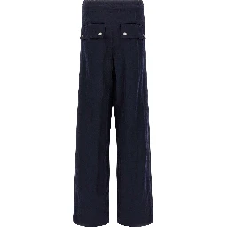 Blue Nylon Casual Pants