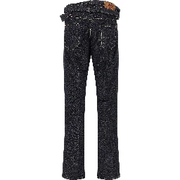 Blue Cotton Straight-Leg Jeans