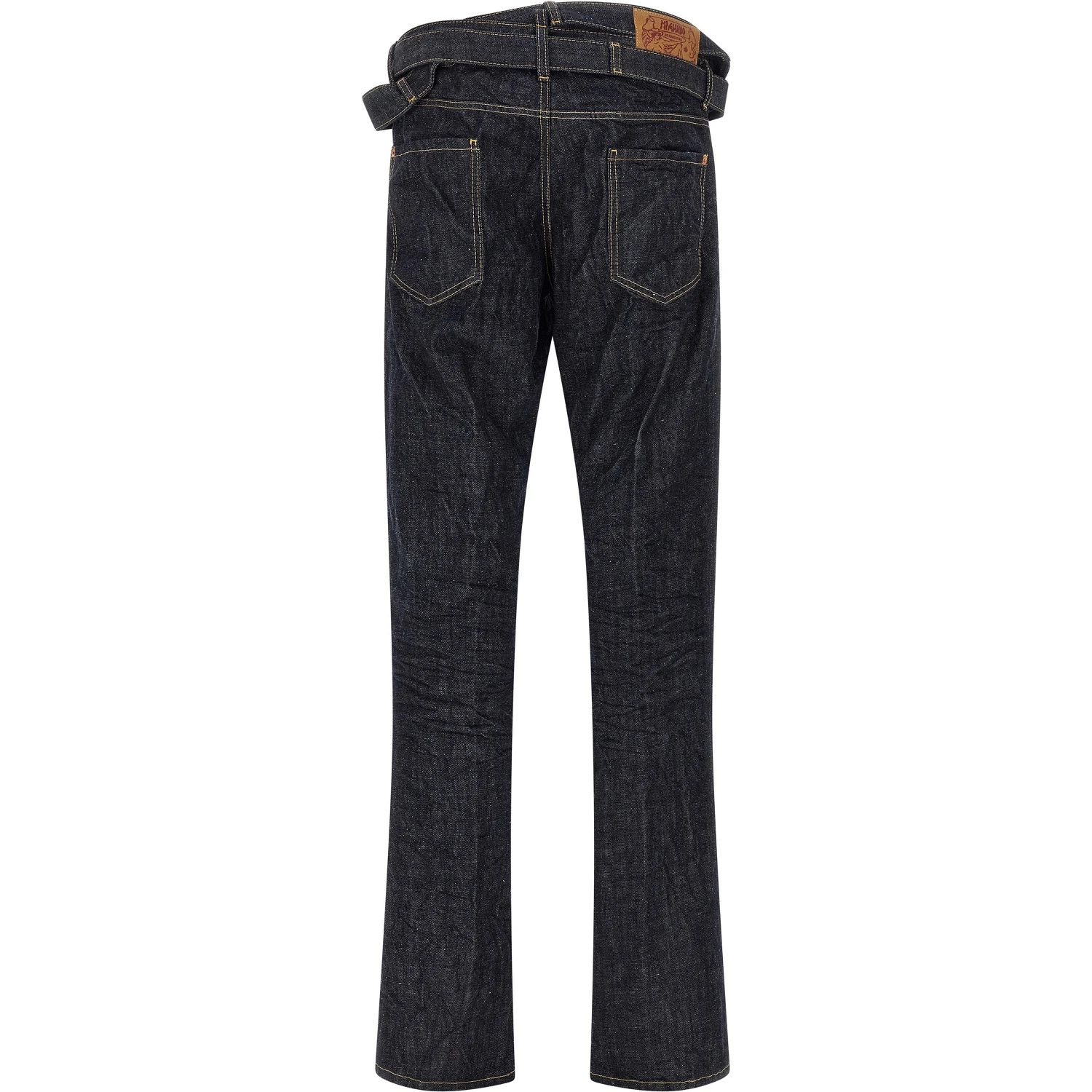 Blue Cotton Straight-Leg Jeans