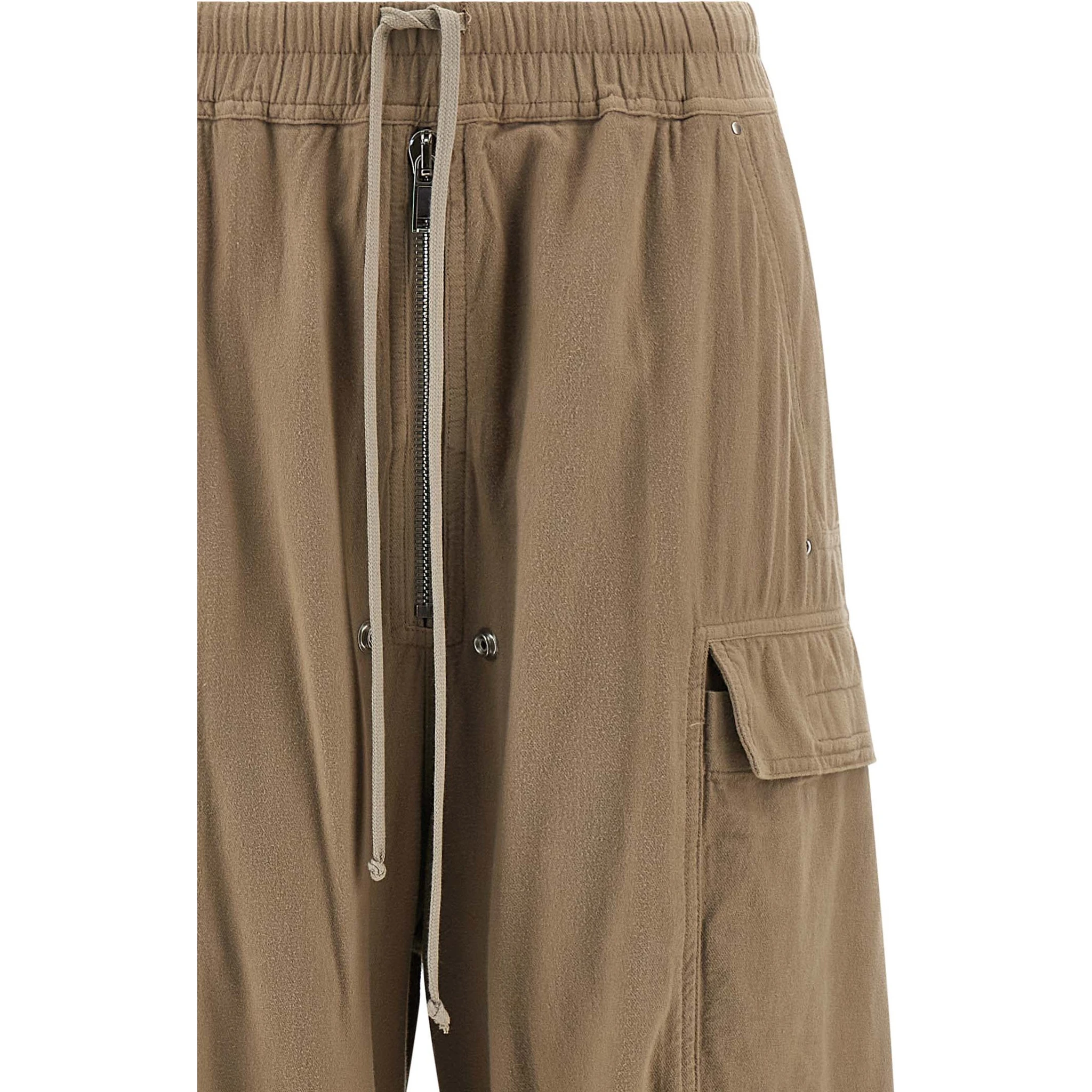 Beige Cotton Cargo Pants