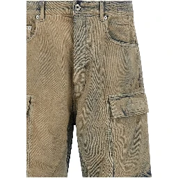 Beige Cotton Cargo Pants