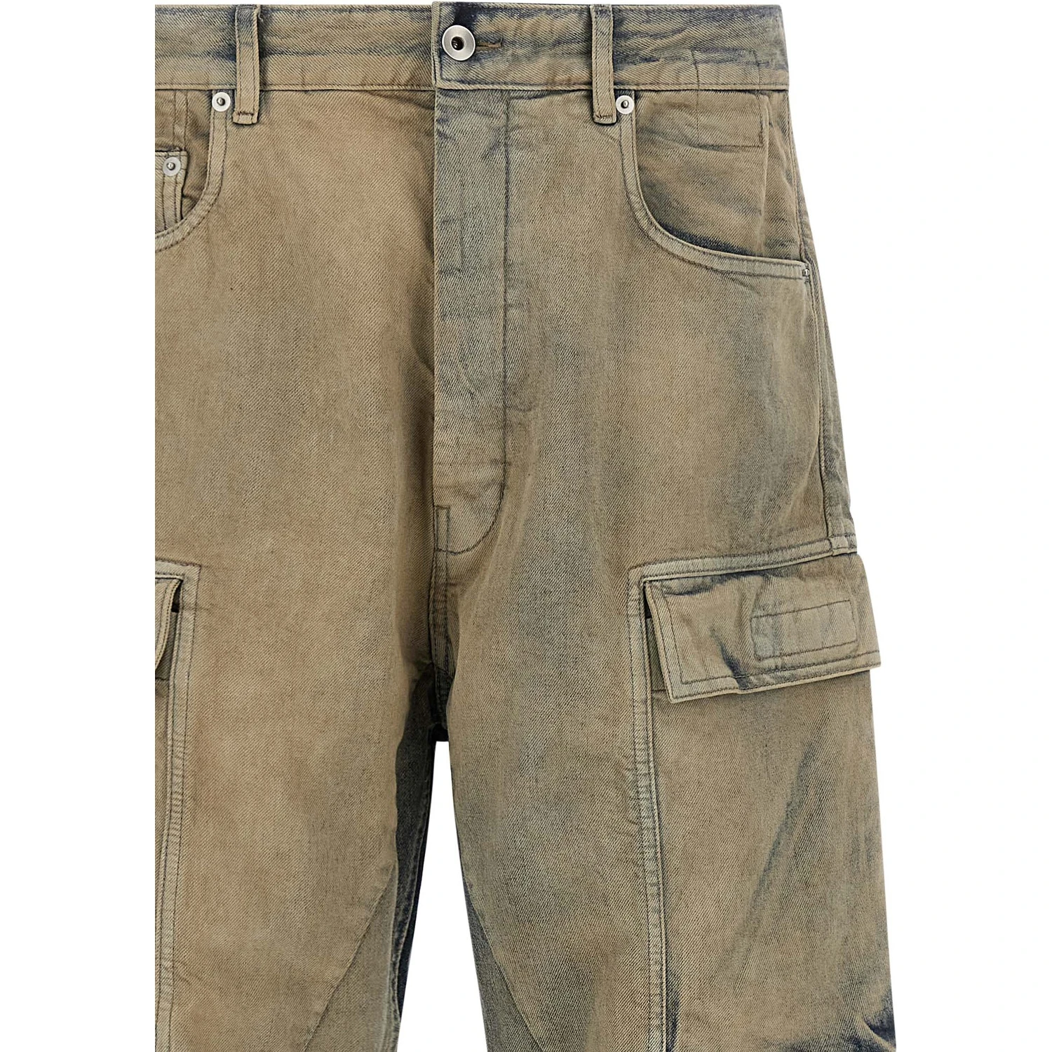 Beige Cotton Cargo Pants