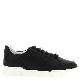 Black Leather Low Top Sneakers
