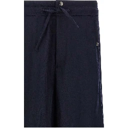 Blue Nylon Casual Pants