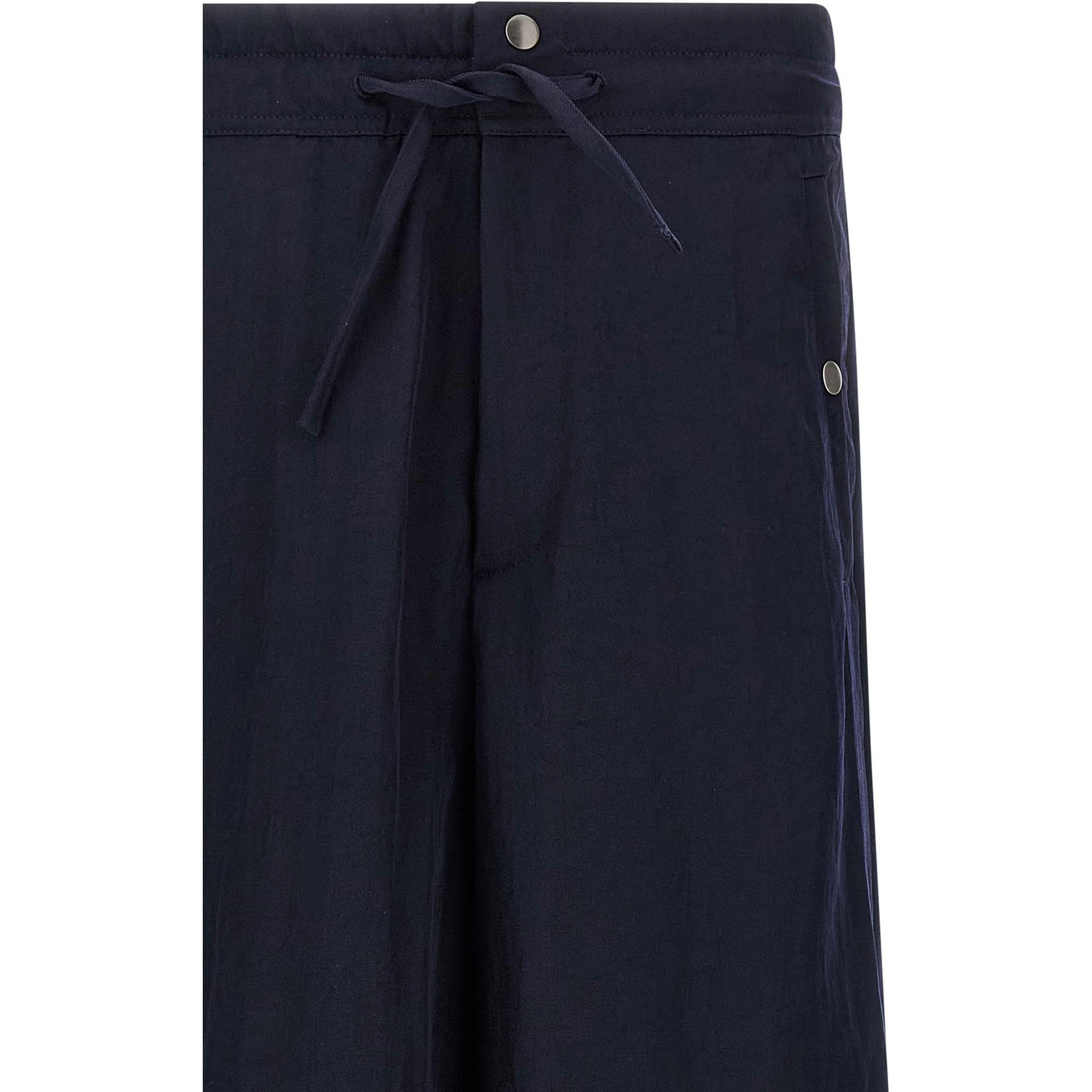Blue Nylon Casual Pants