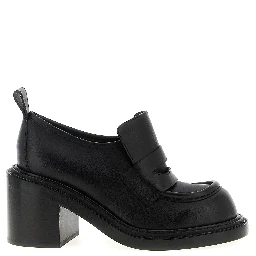 Black Leather Platform Loafers