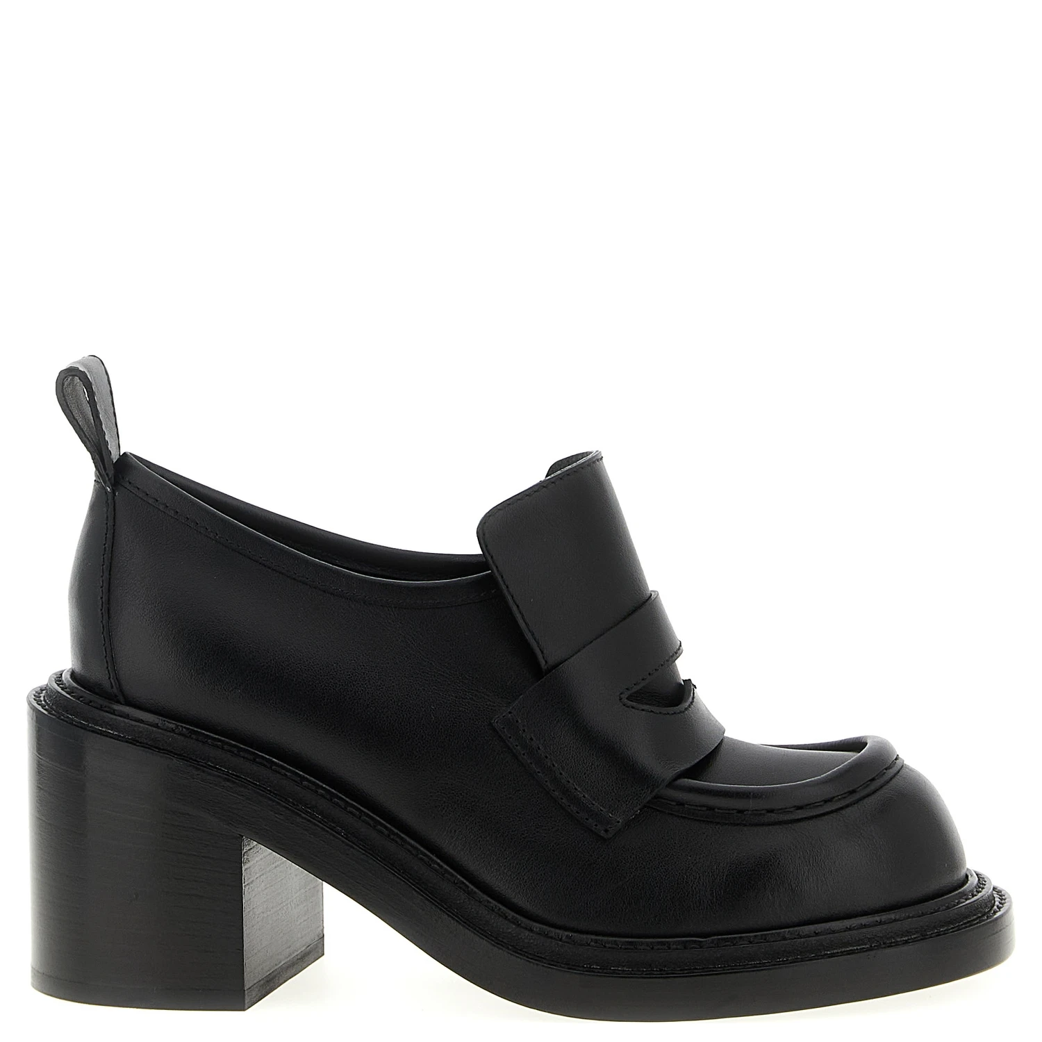 Black Leather Platform Loafers