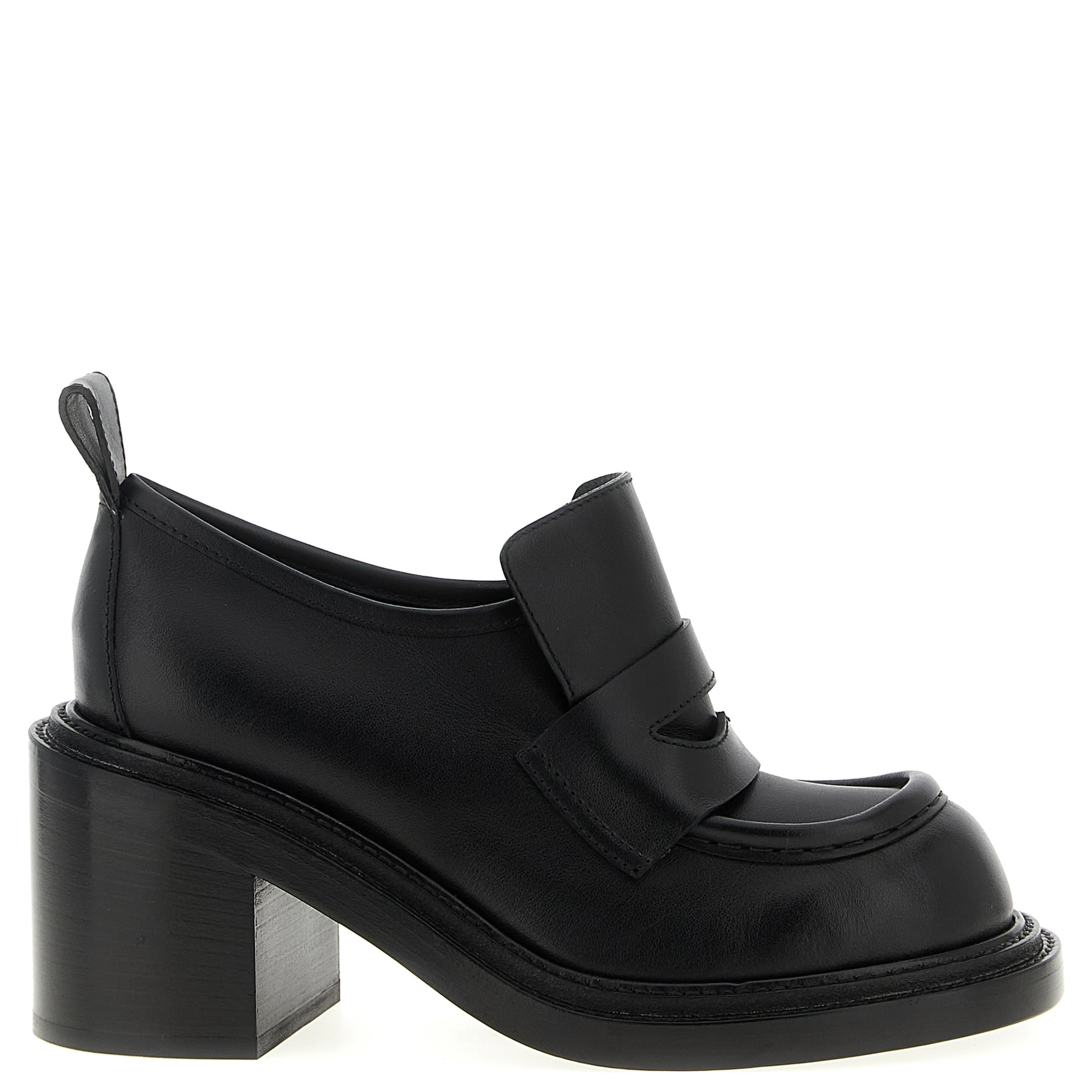 Black Leather Platform Loafers