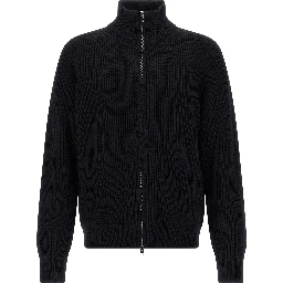 Black Merino Wool Cardigan