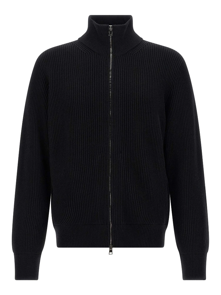 Black Merino Wool Cardigan
