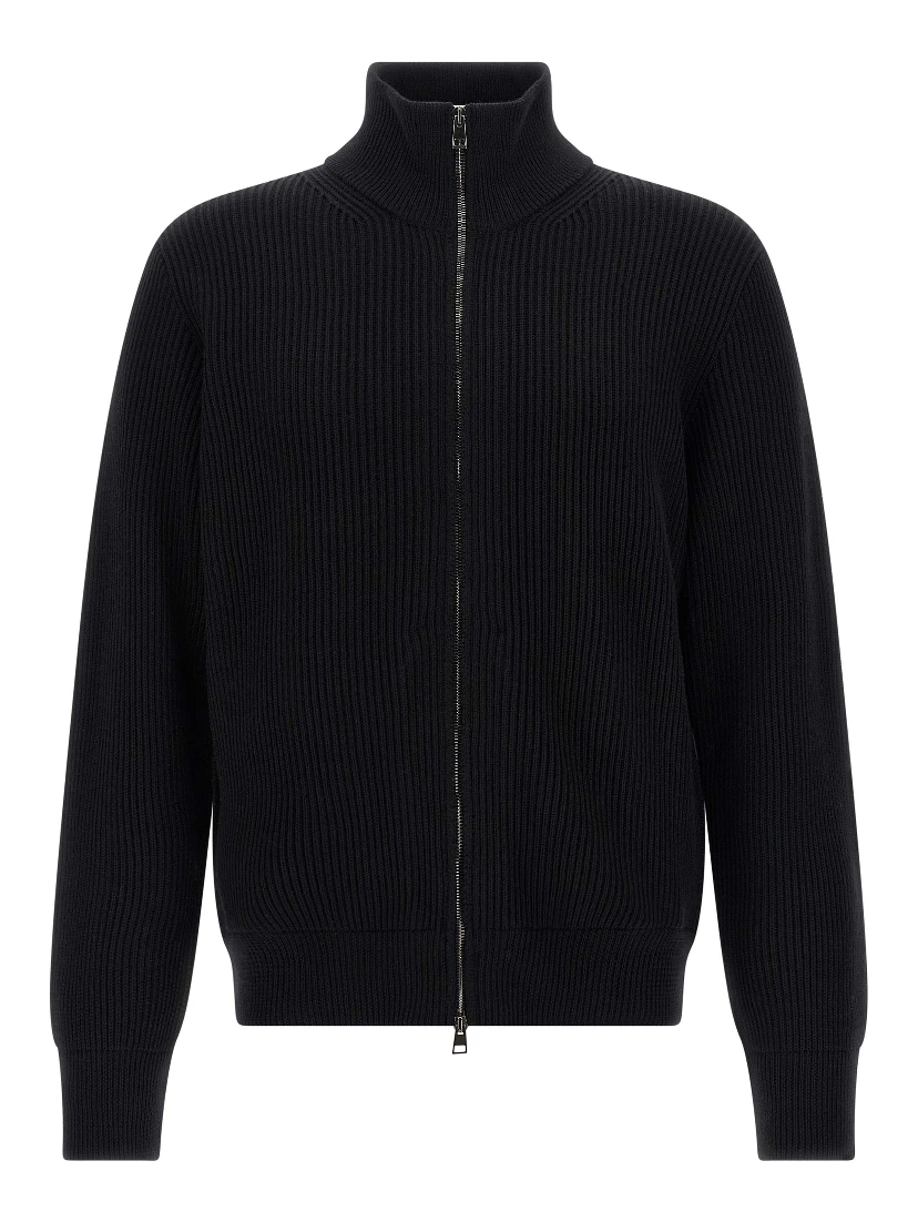Black Merino Wool Cardigan