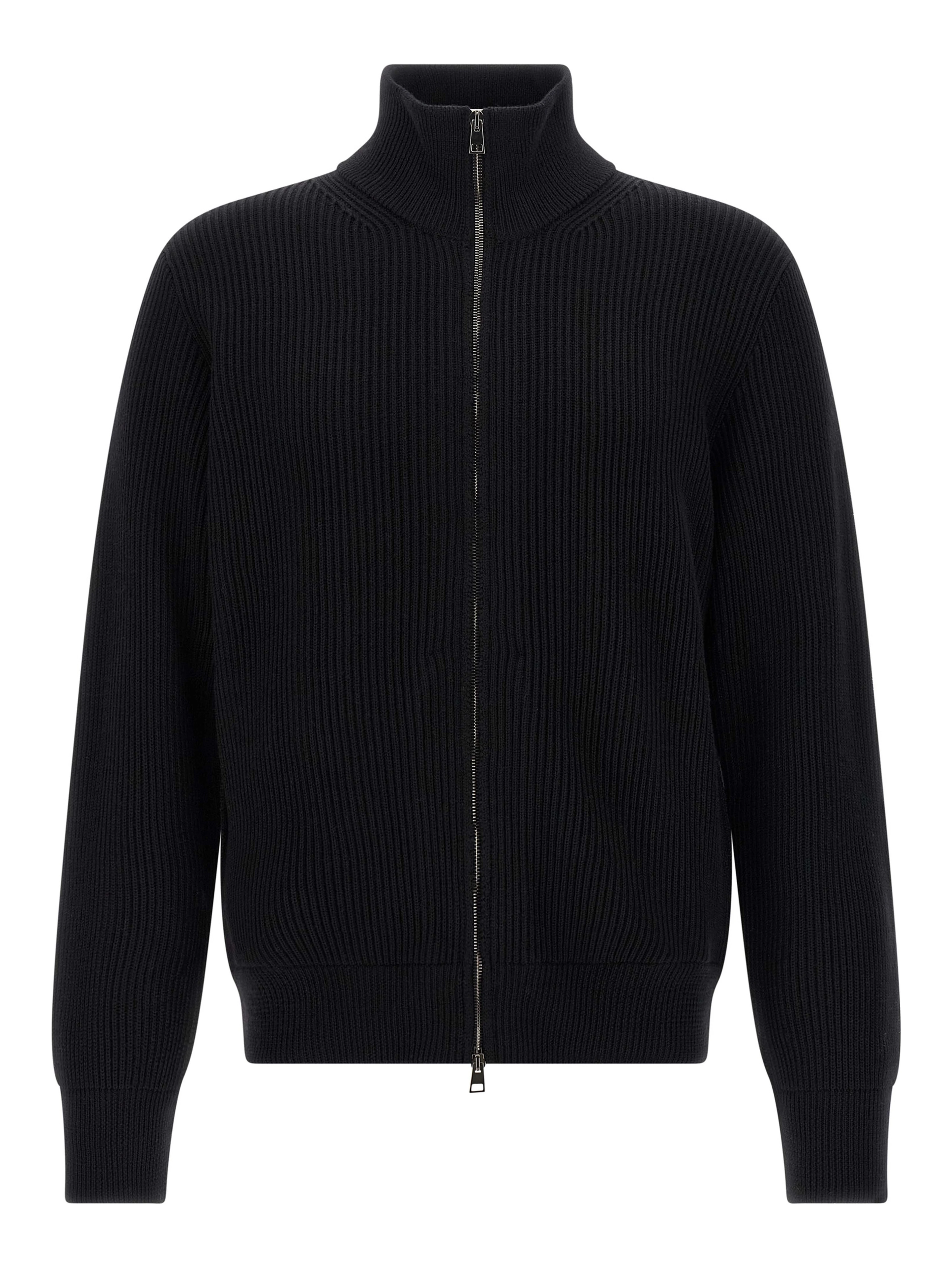 Black Merino Wool Cardigan