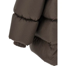 Brown Nylon Full-Length Jacket