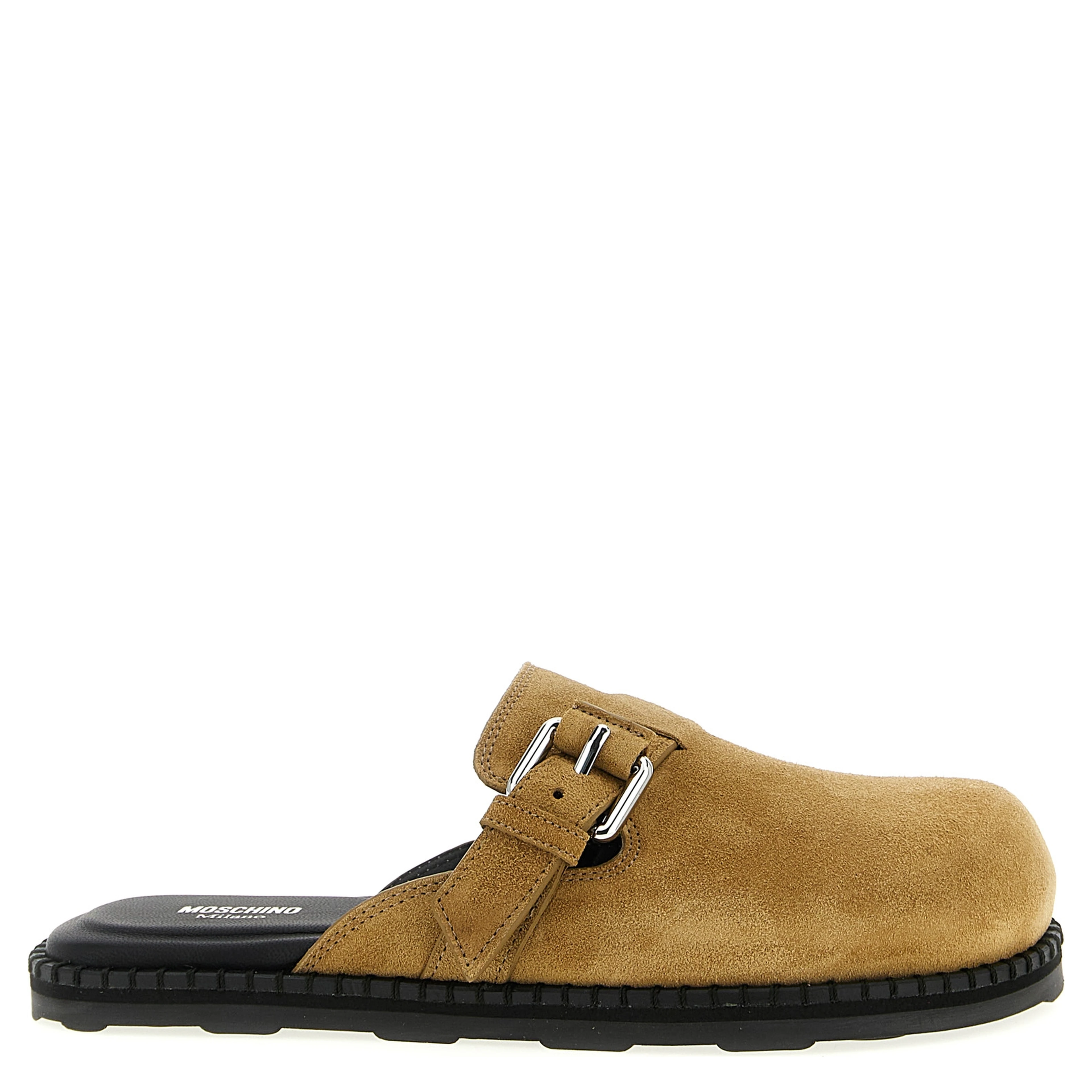 Beige Leather Clogs