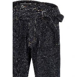 Blue Cotton Straight-Leg Jeans