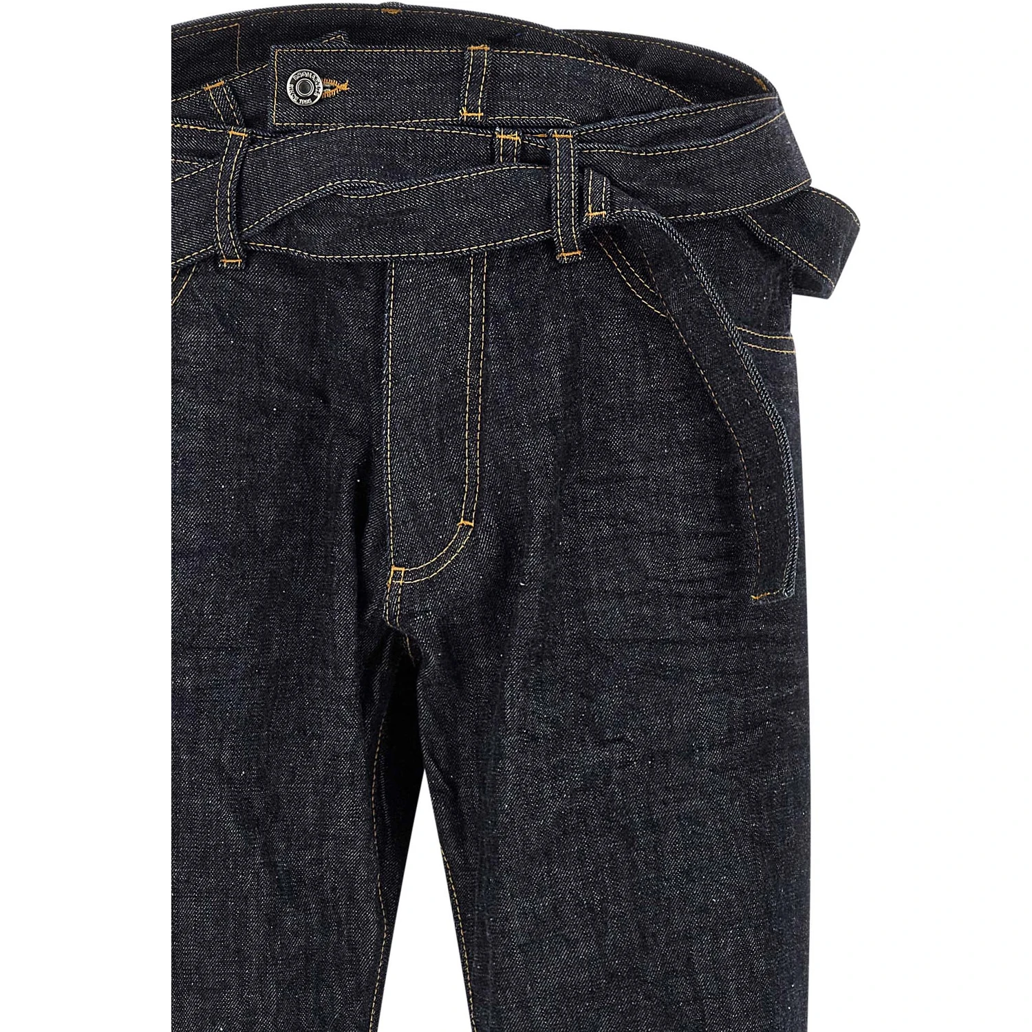 Blue Cotton Straight-Leg Jeans