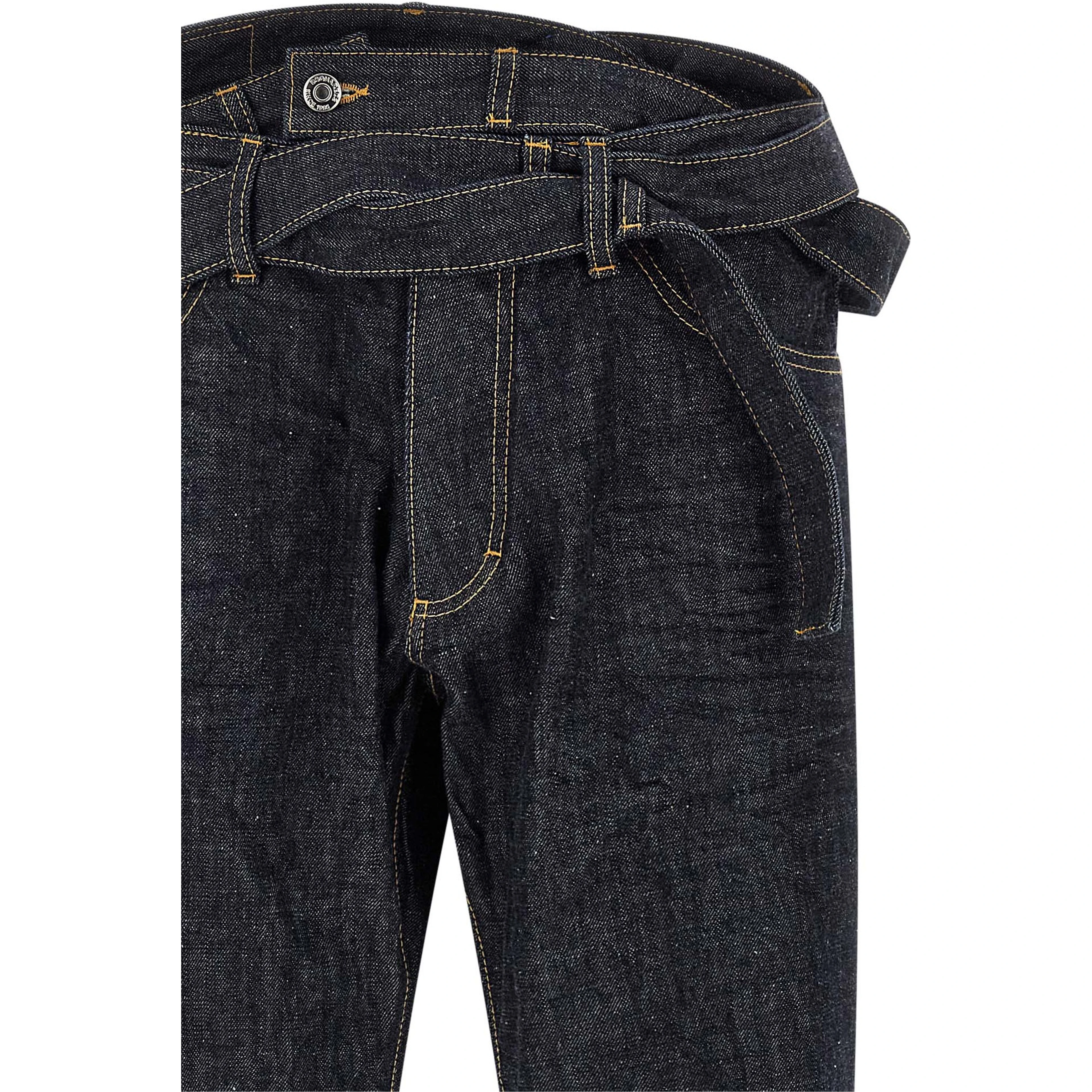 Blue Cotton Straight-Leg Jeans