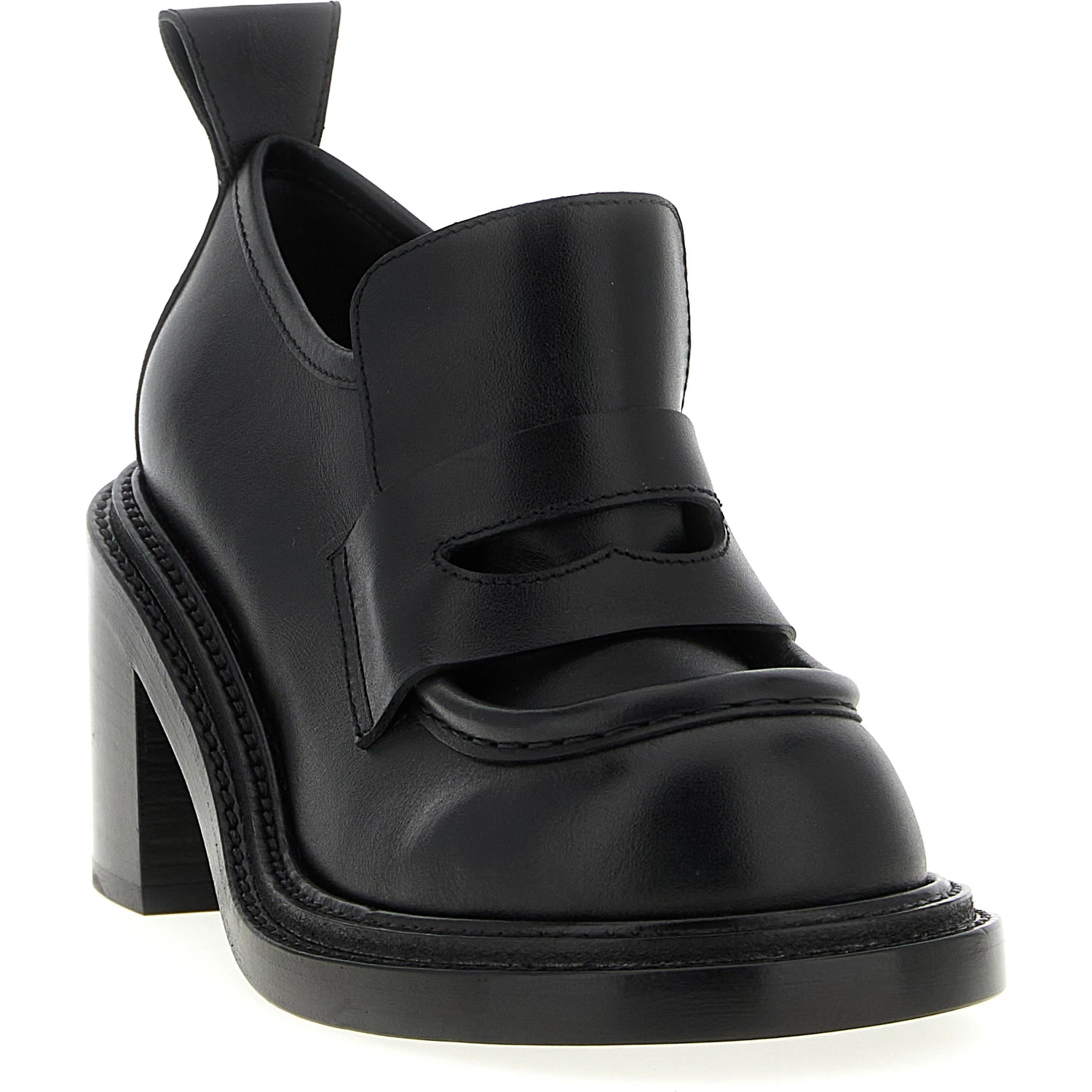 Black Leather Platform Loafers