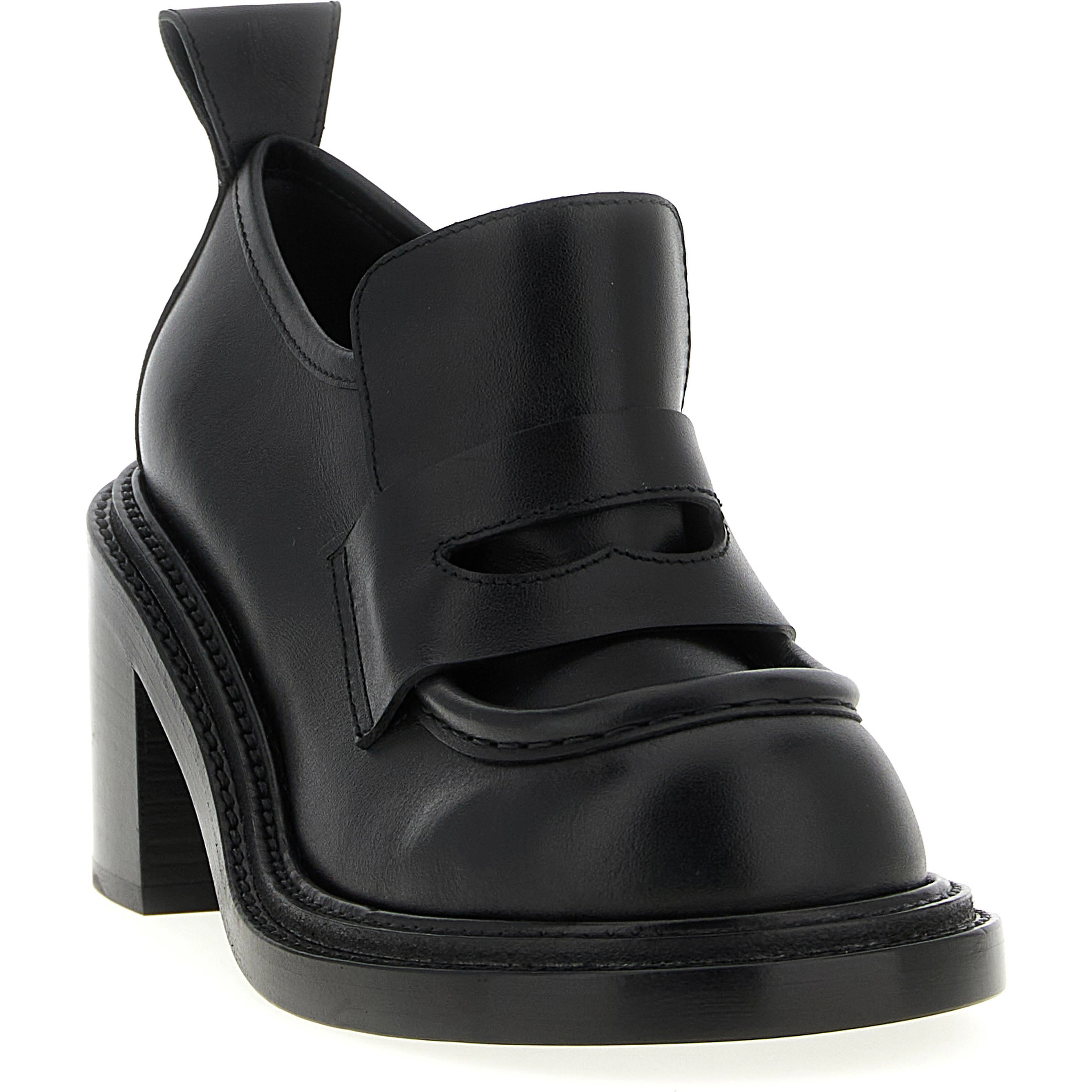 Black Leather Platform Loafers