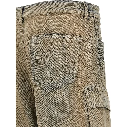 Beige Cotton Cargo Pants