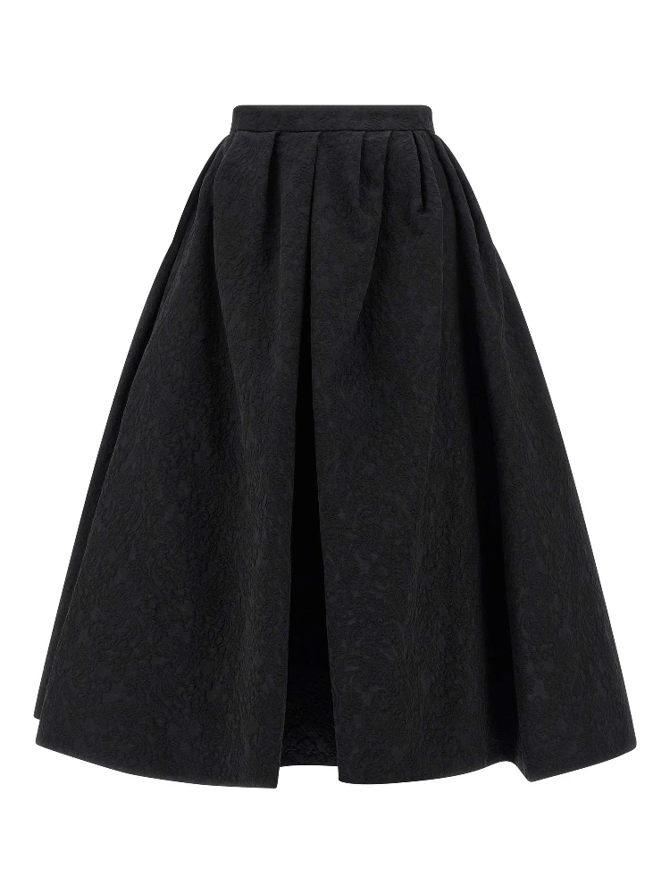 Black Cotton Midi Skirt