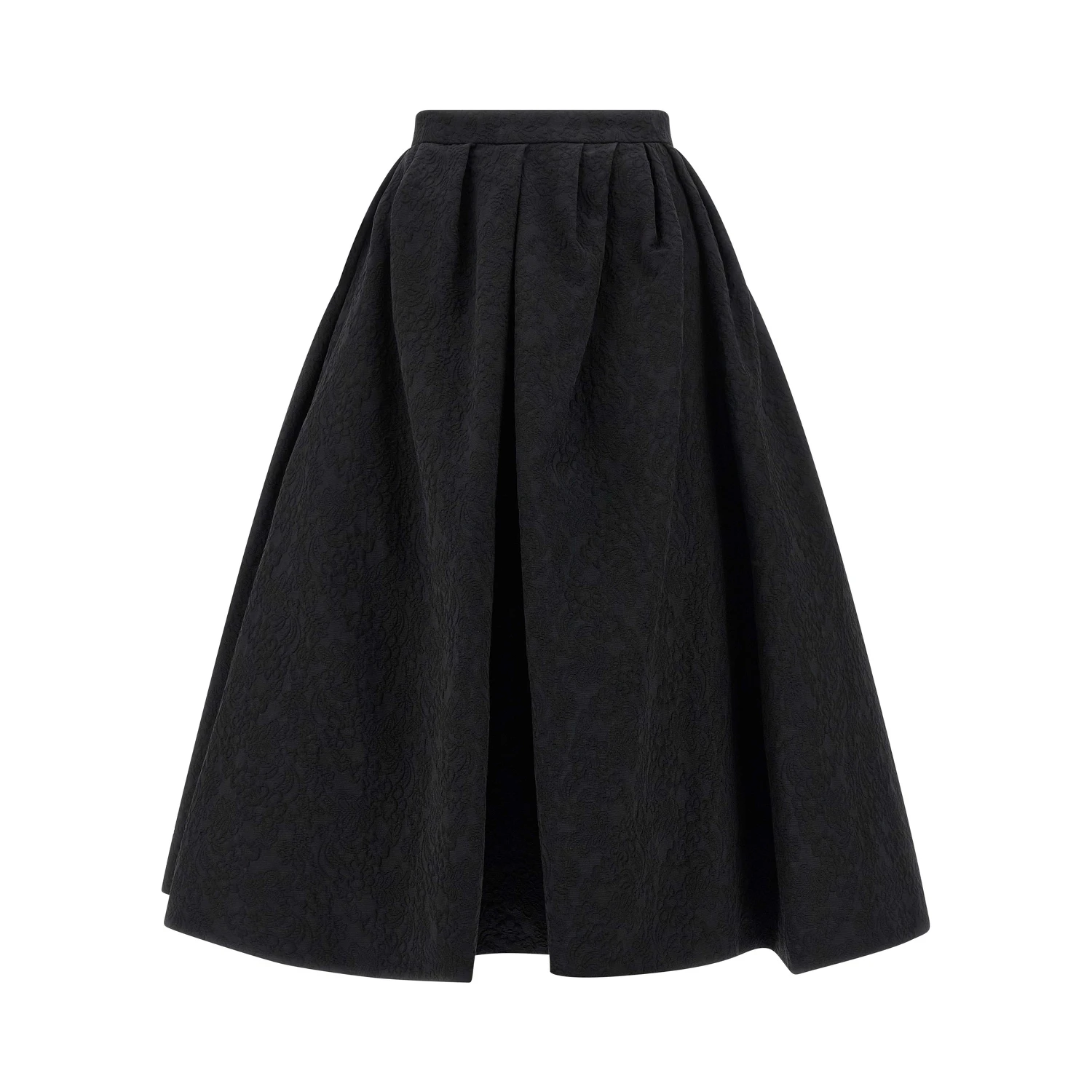 Black Cotton Midi Skirt