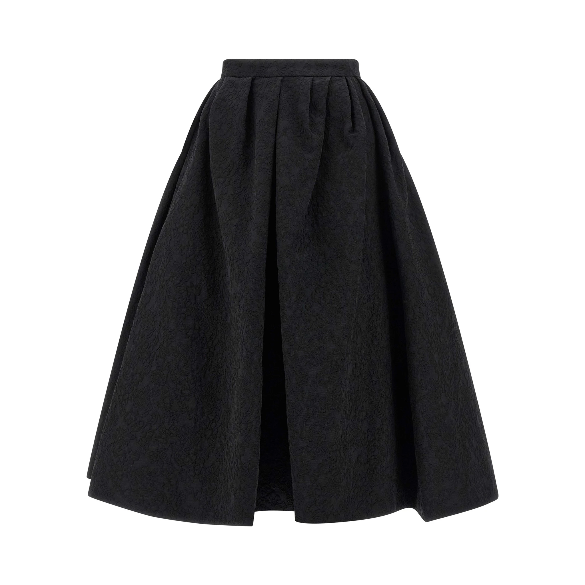 Black Cotton Midi Skirt