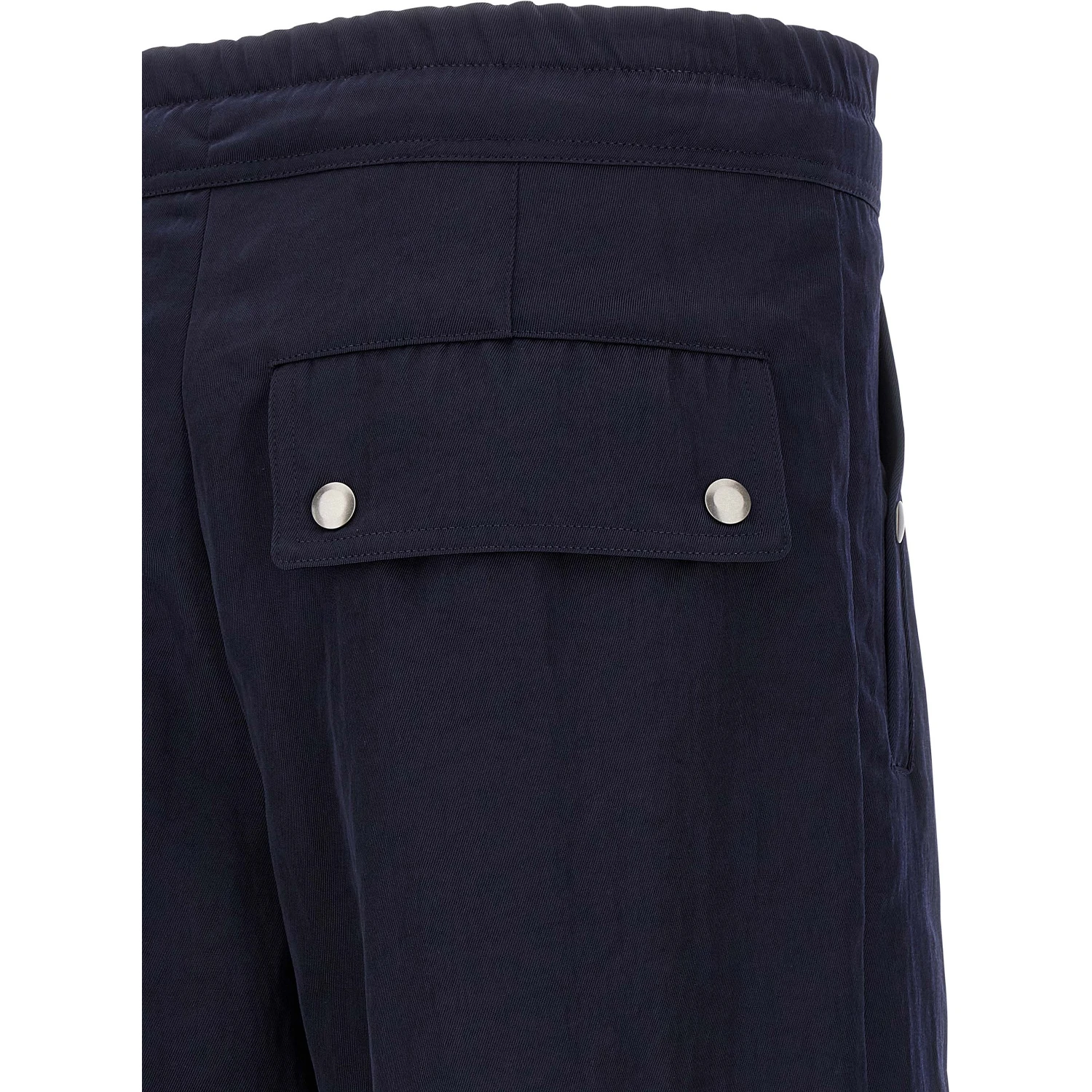 Blue Nylon Casual Pants