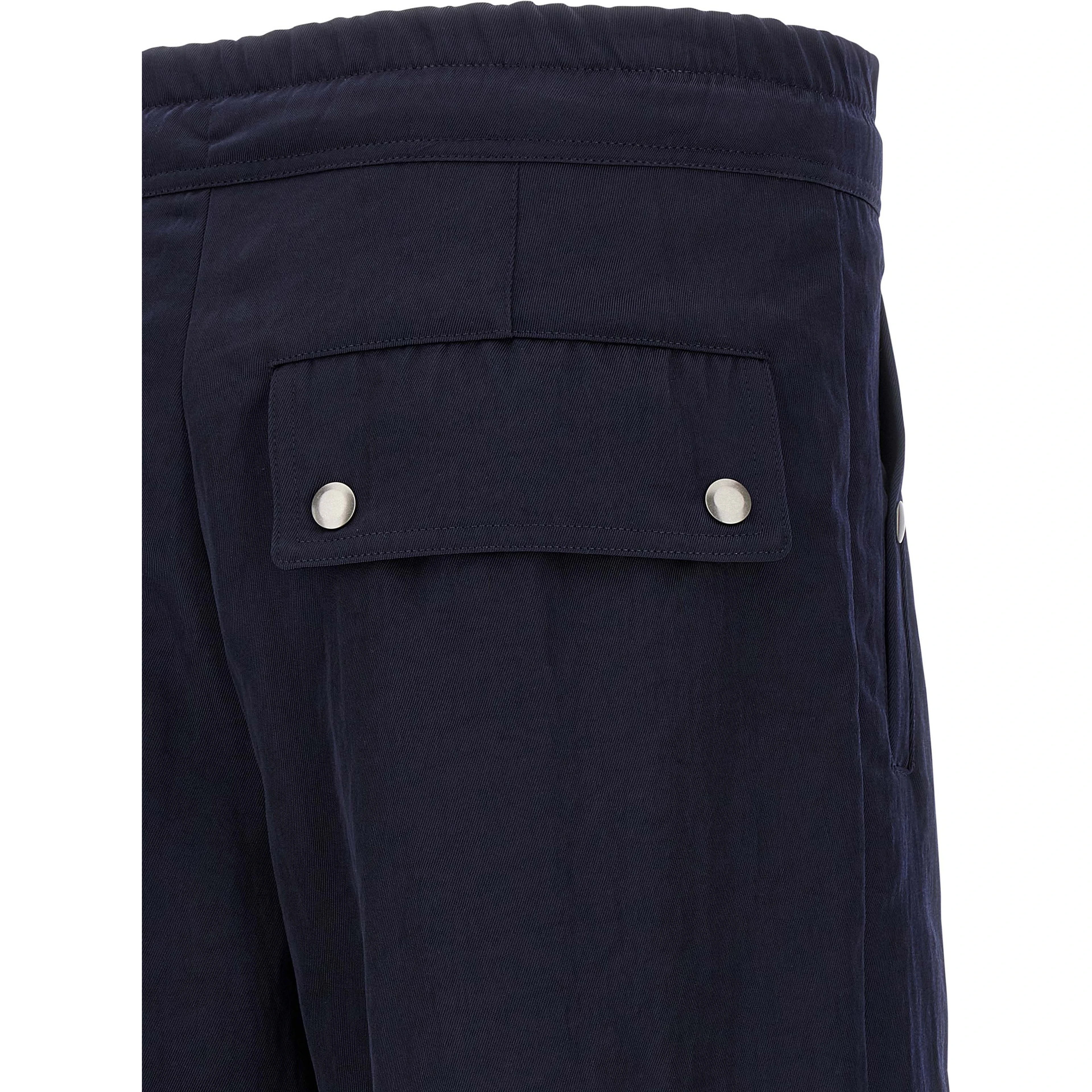 Blue Nylon Casual Pants