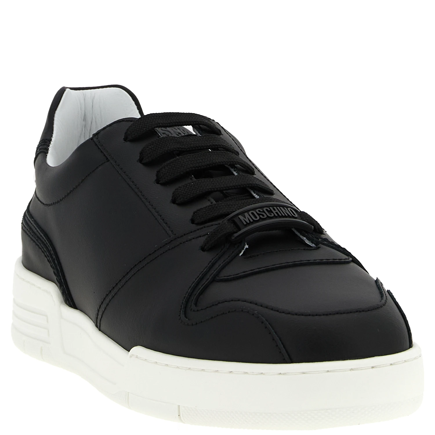 Black Leather Low Top Sneakers