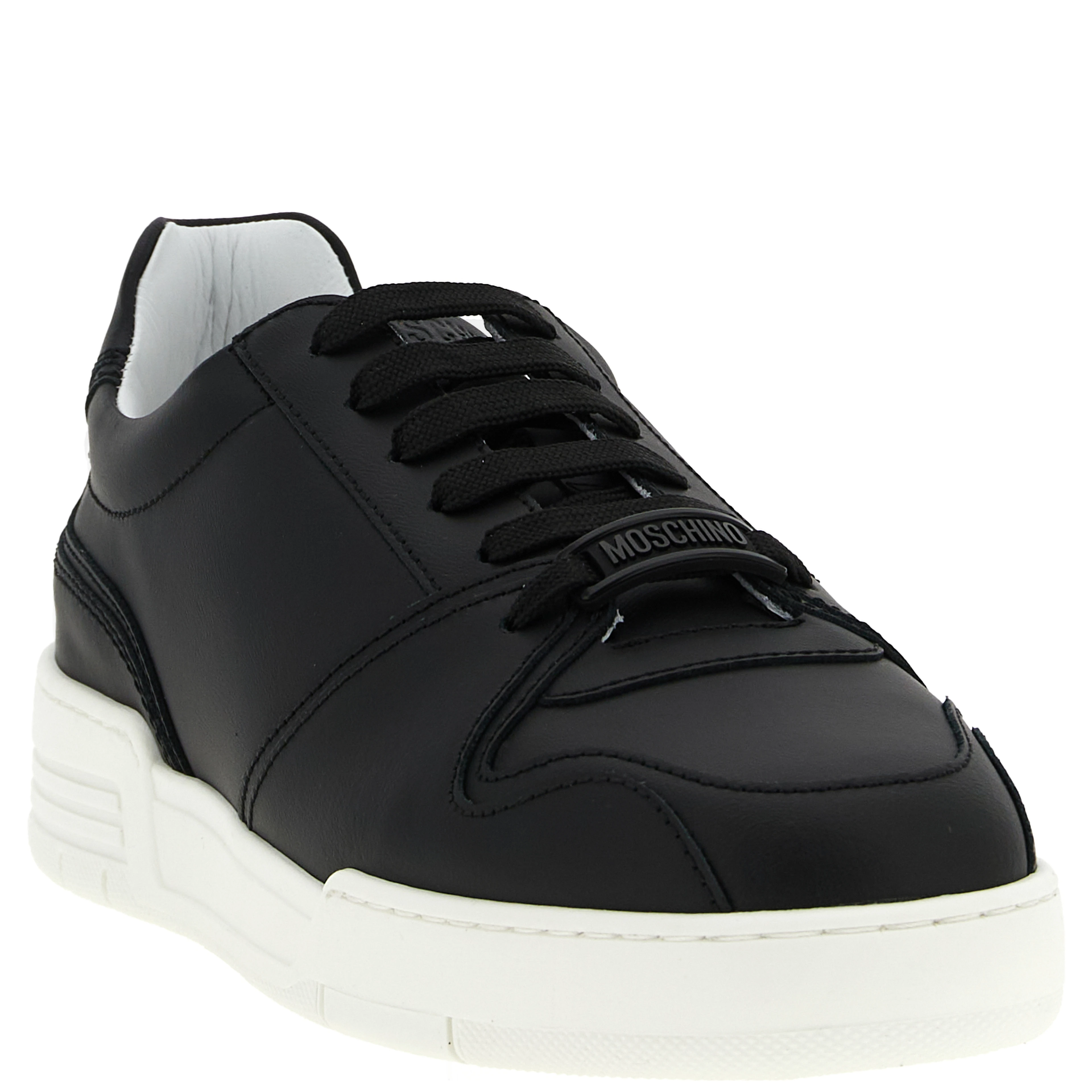 Black Leather Low Top Sneakers