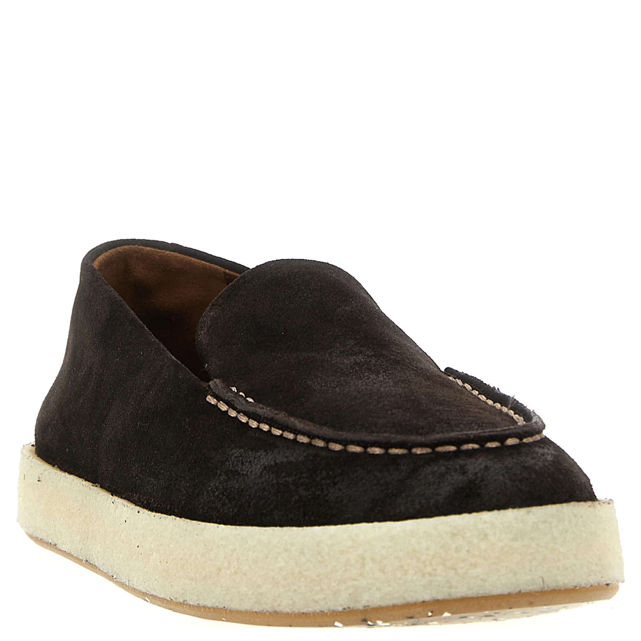 Brown Leather Slip-On Loafers
