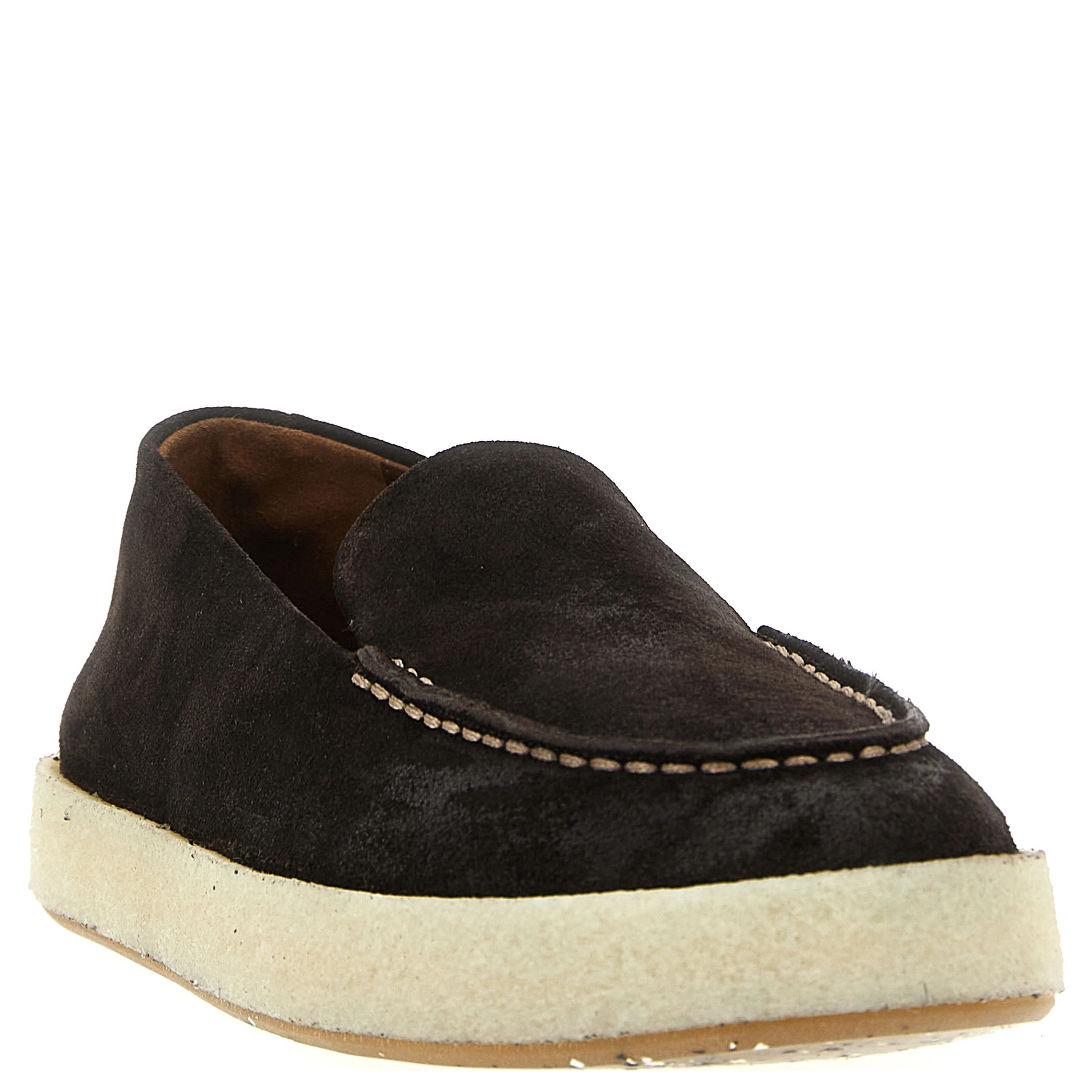 Brown Leather Slip-On Loafers