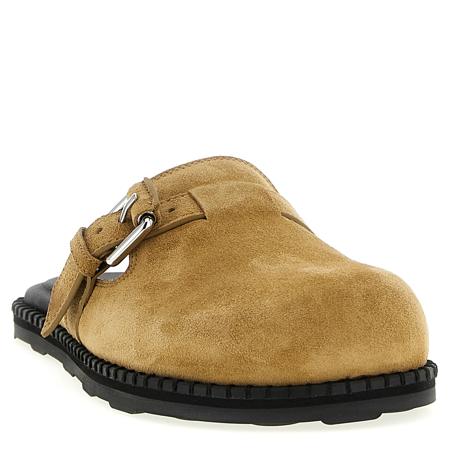 Beige Leather Clogs