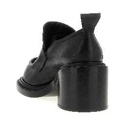 Black Leather Platform Loafers