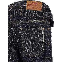Blue Cotton Straight-Leg Jeans