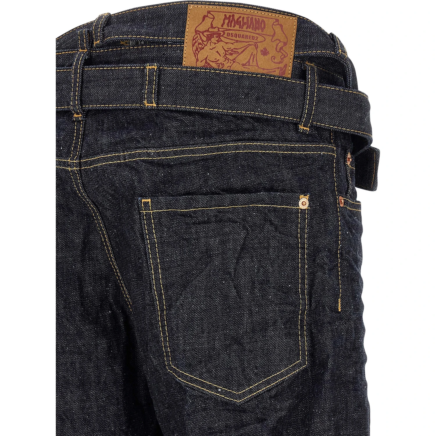 Blue Cotton Straight-Leg Jeans