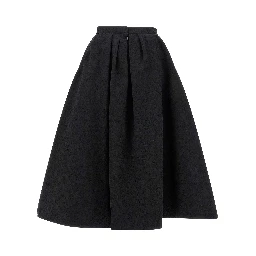 Black Cotton Midi Skirt