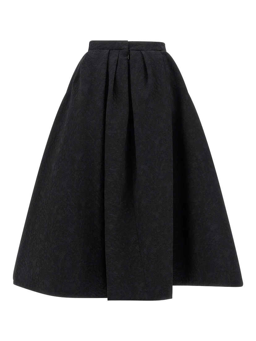 Black Cotton Midi Skirt