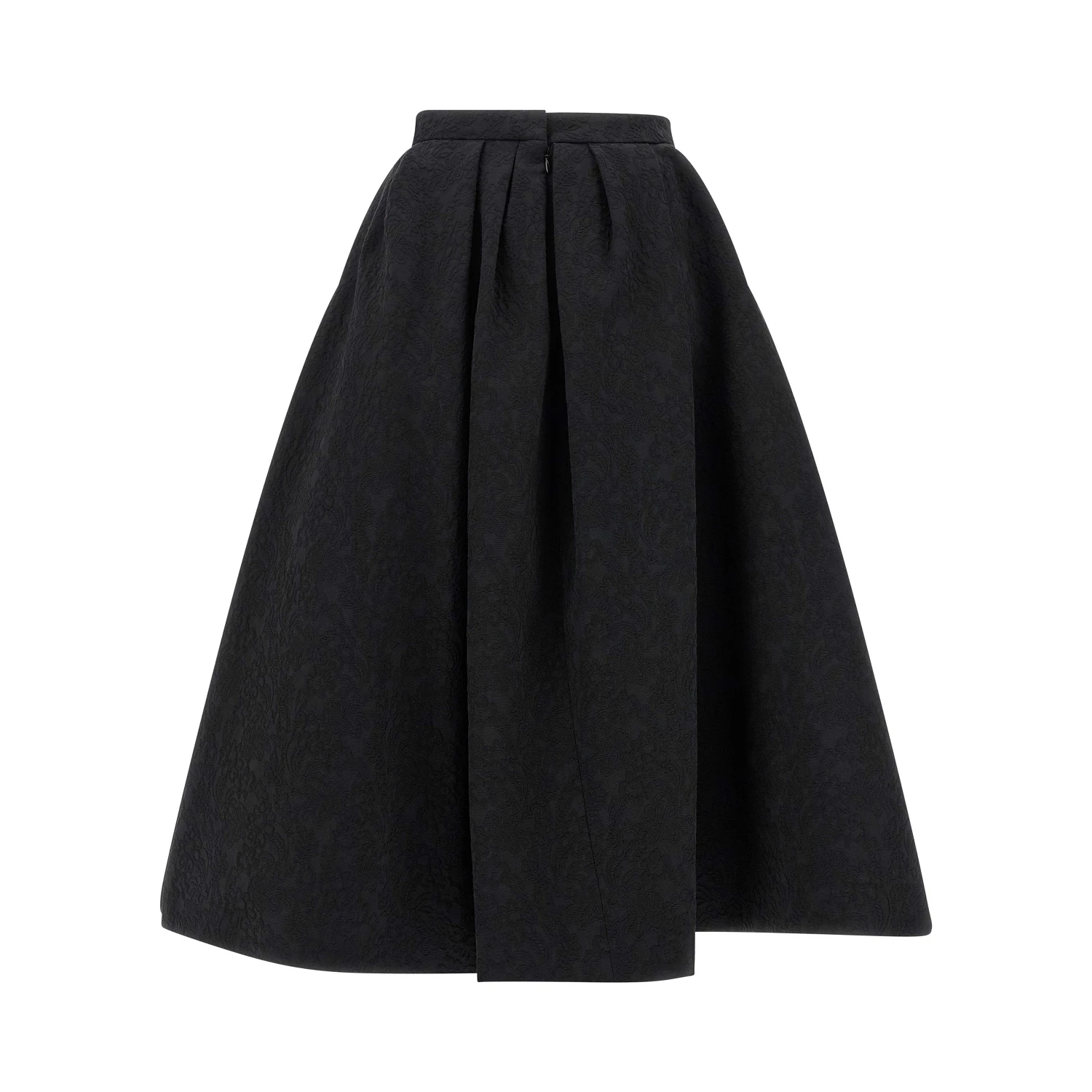 Black Cotton Midi Skirt