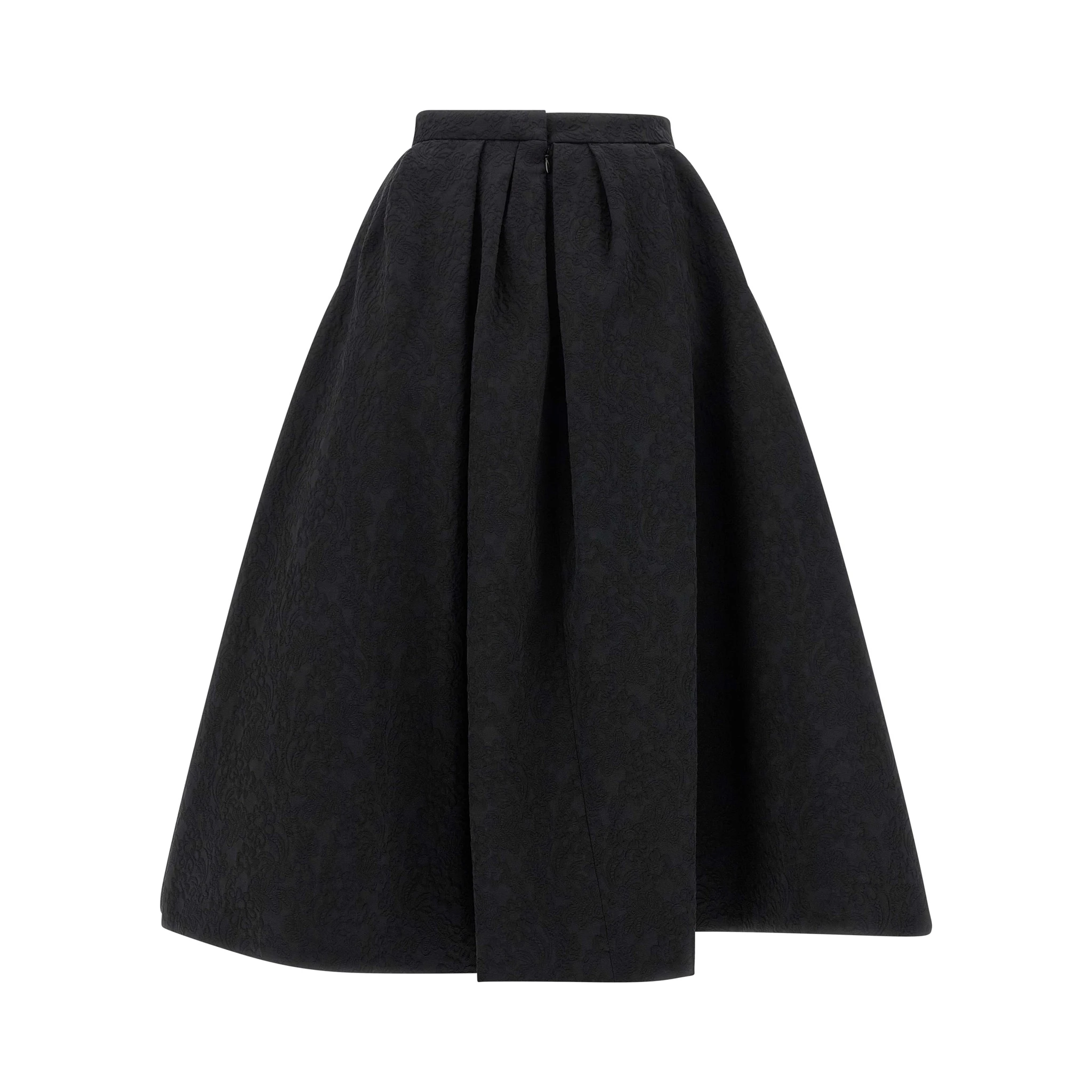 Black Cotton Midi Skirt