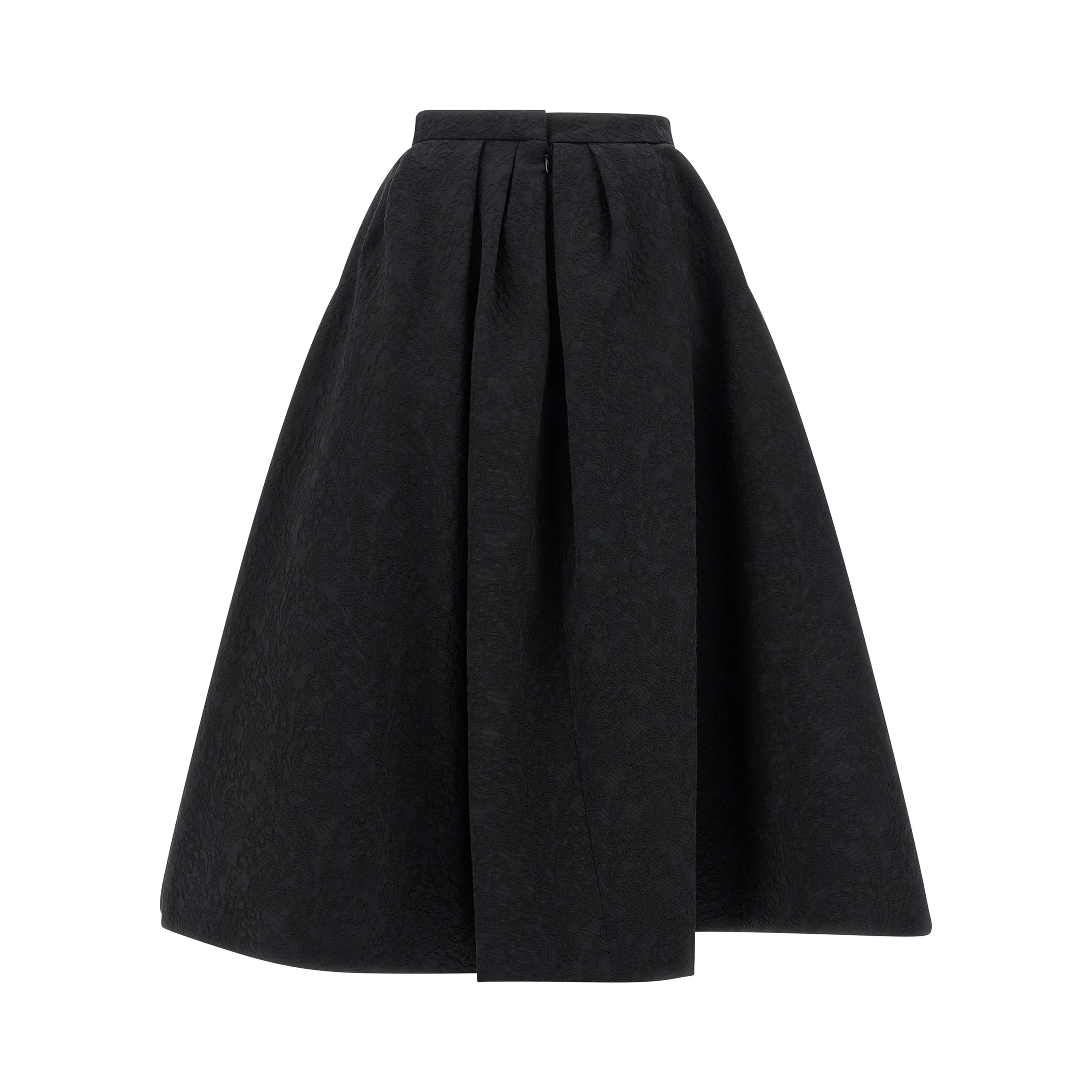 Black Cotton Midi Skirt