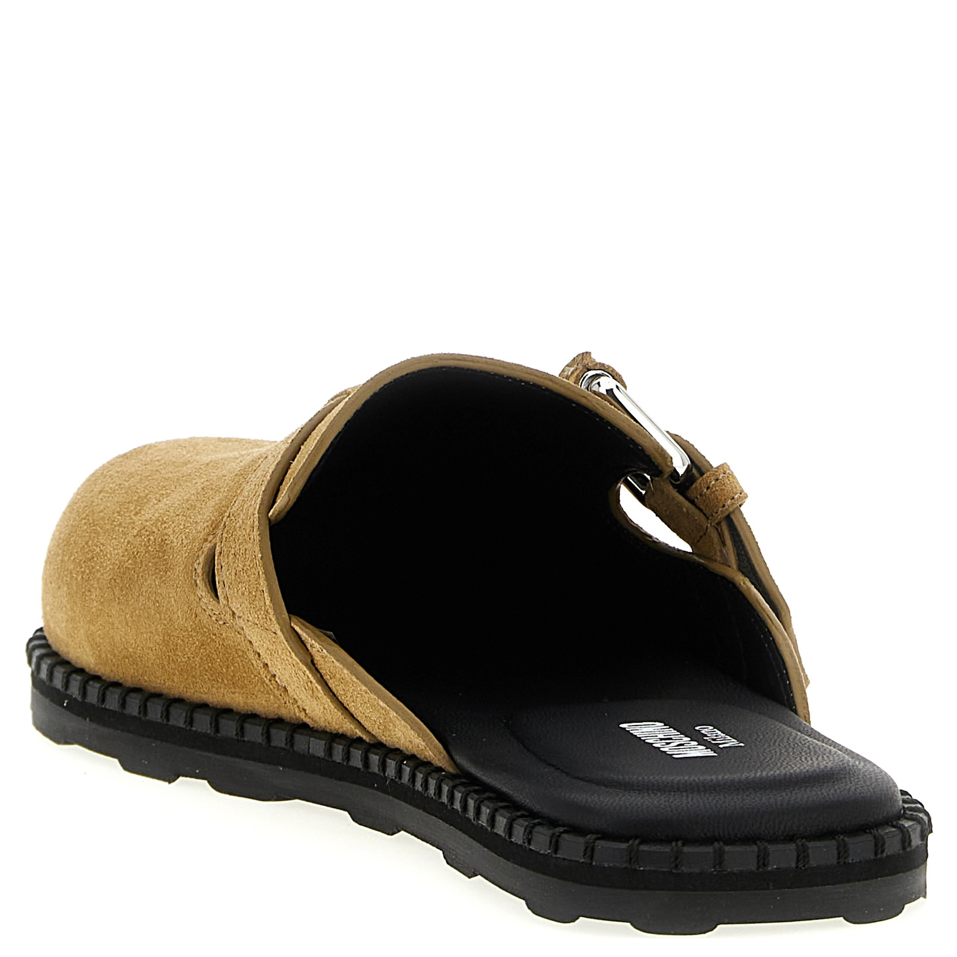 Beige Leather Clogs