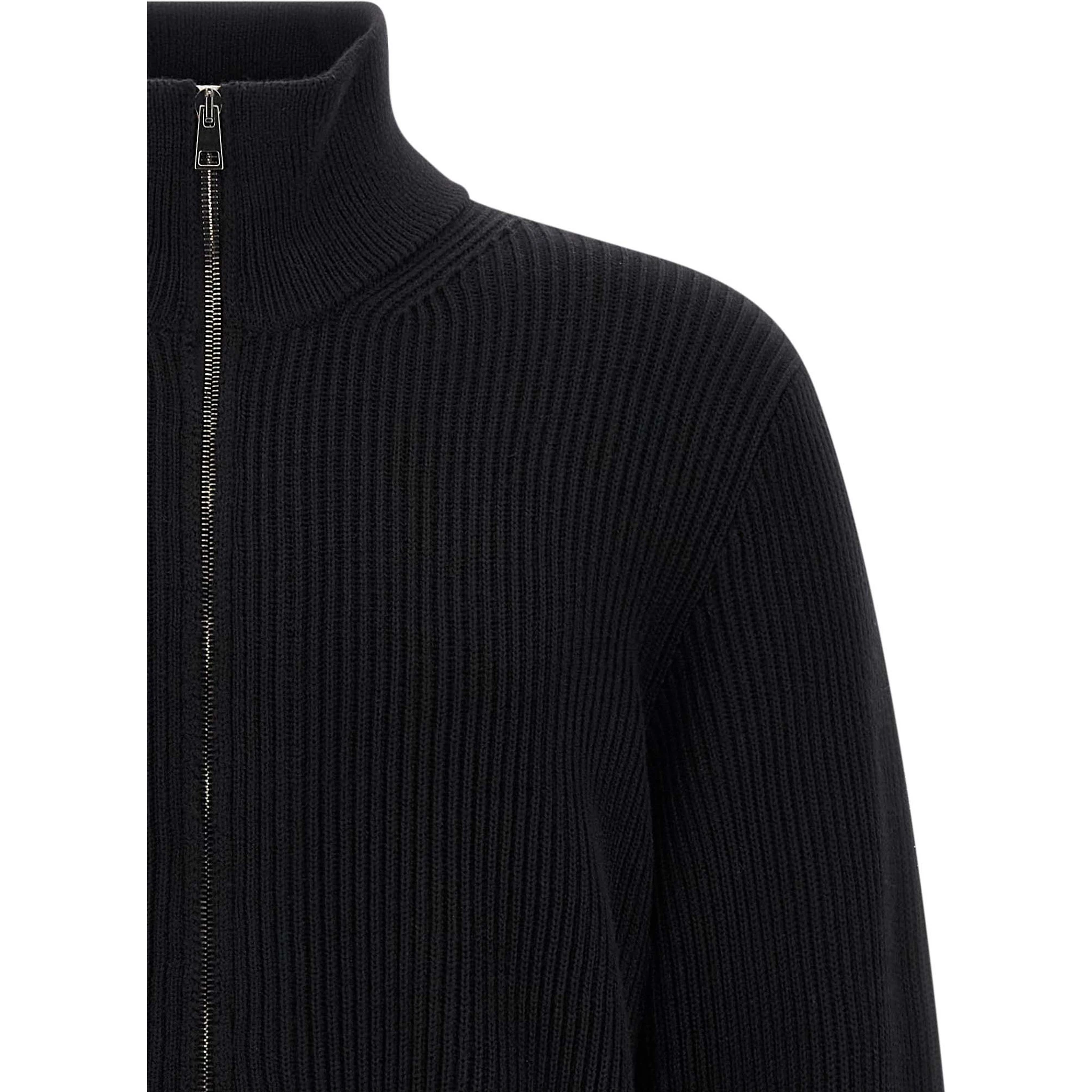 Black Merino Wool Cardigan