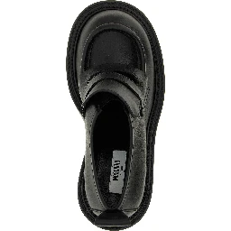 Black Leather Platform Loafers