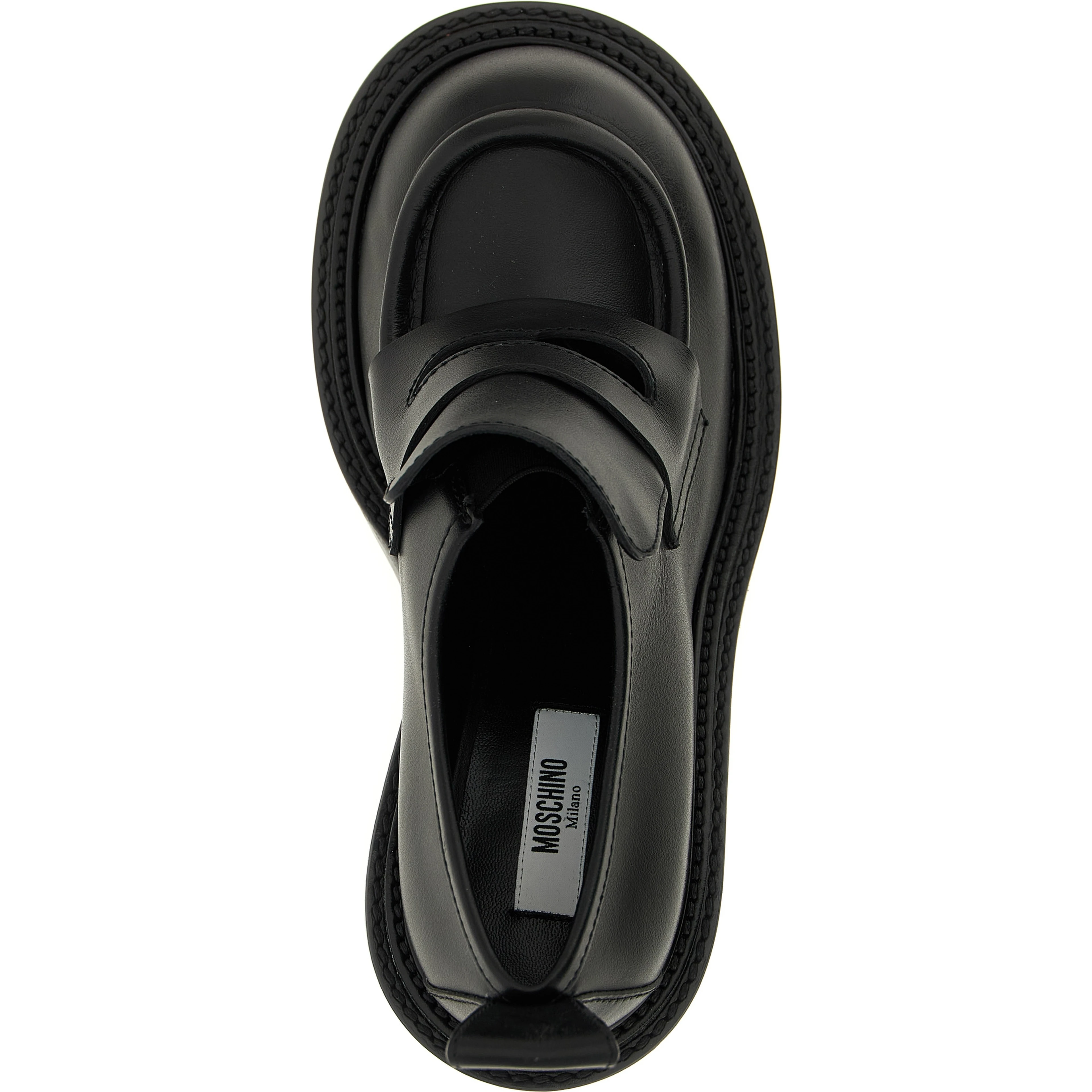Black Leather Platform Loafers