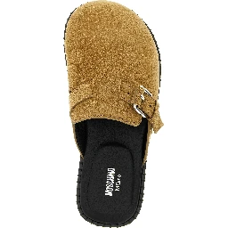 Beige Leather Clogs