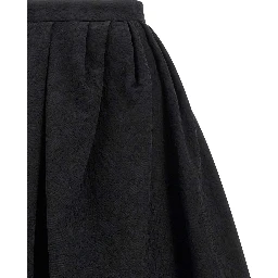 Black Cotton Midi Skirt