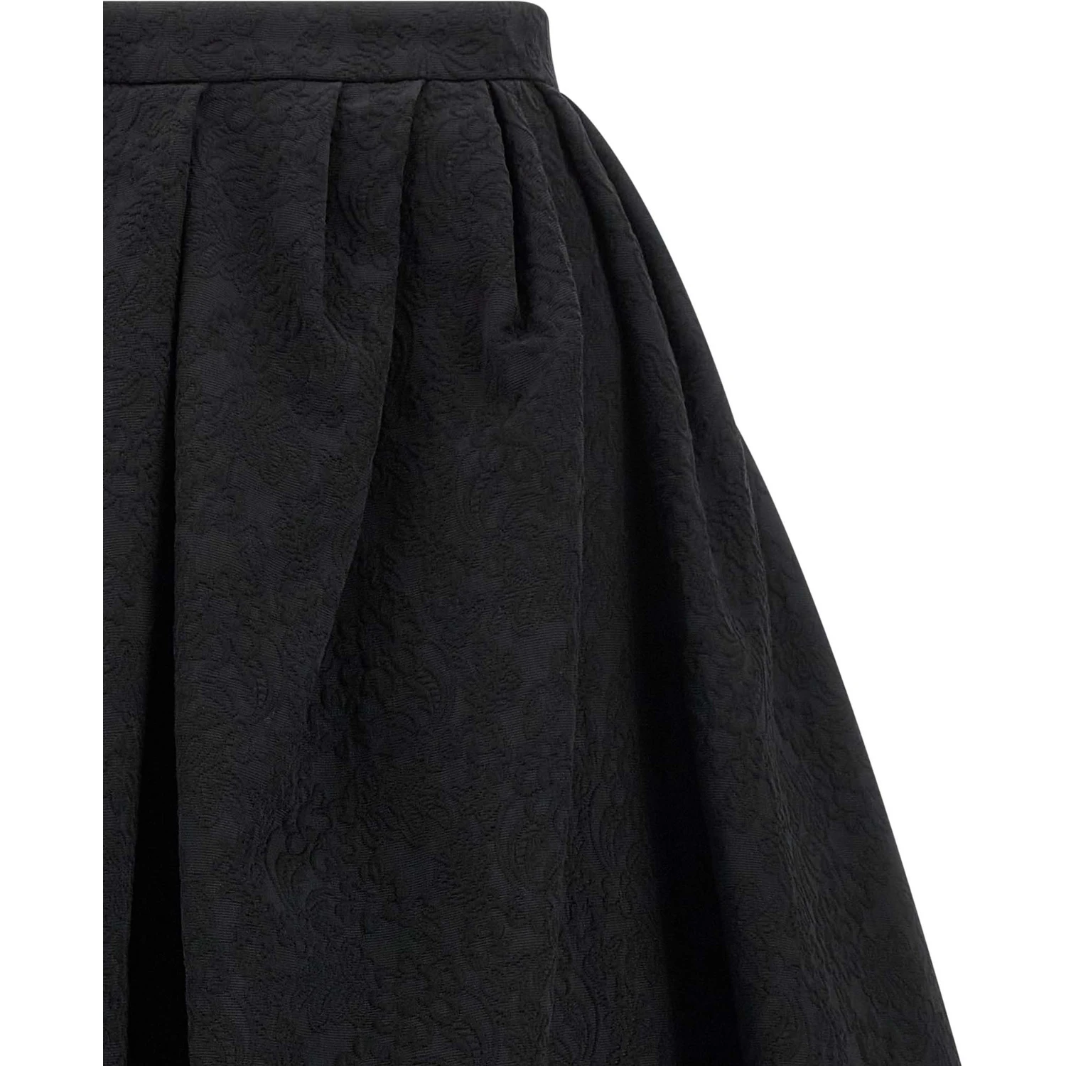 Black Cotton Midi Skirt