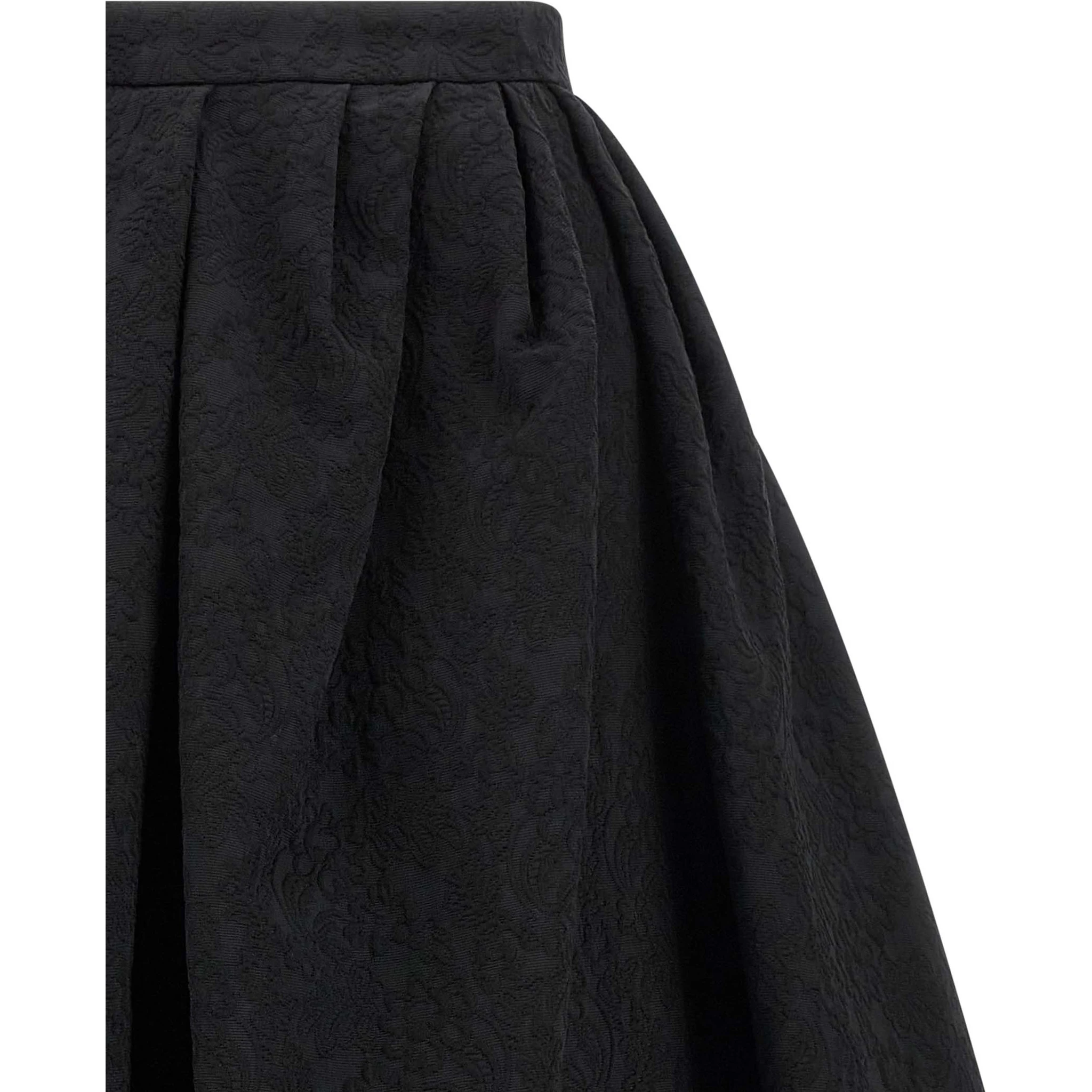Black Cotton Midi Skirt